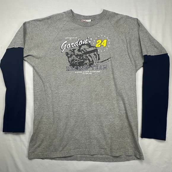 Chase Authentics Jeff Gordon 24 Racing Team Layered Long Sleeve Gray Navy Shirt - Picture 2 of 10